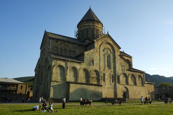 Wide view of the Svetitskhoveli architectural complex