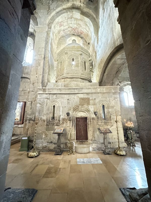 Interior of Svetitskhoveli — carved stone ciborium