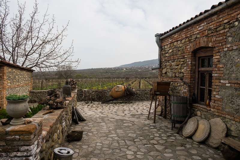 Winery terrace overlooking vineyards
